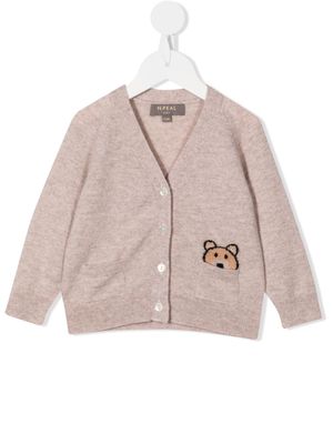 N.PEAL KIDS Bear Pocket cashmere cardigan - Brown