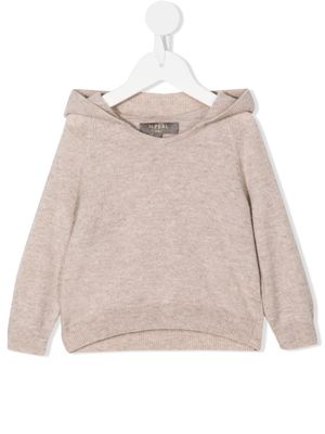 N.PEAL KIDS cashmere knit hoodie - Brown