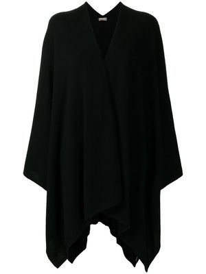 N.Peal knitted cashmere cape - Black