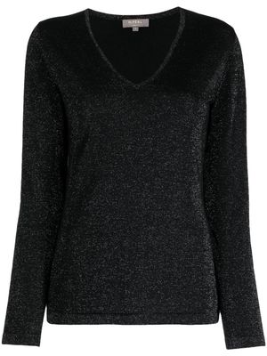 N.Peal lurex-detail cashmere jumper - Black