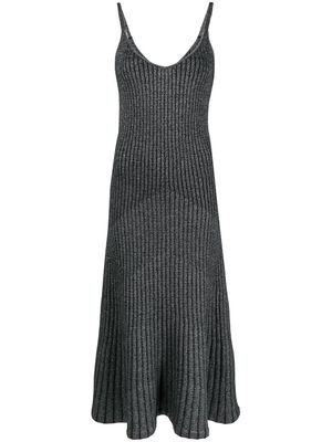 N.Peal lurex-knit detail midi dress - Black