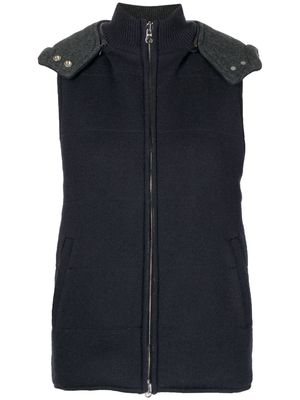 N.Peal organic cashmere zip-up gilet - Blue
