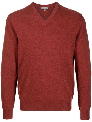 N.Peal organic-cotton V-neck jumper - Red