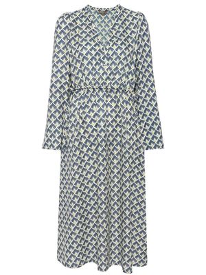 N.Peal printed cashmere-silk dress - Blue