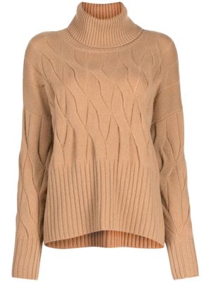 N.Peal Relaxed Cable roll-neck jumper - Brown