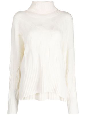 N.Peal Relaxed Cable roll-neck jumper - White