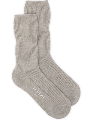 N.Peal rib-knit cashmere-blend socks - Grey