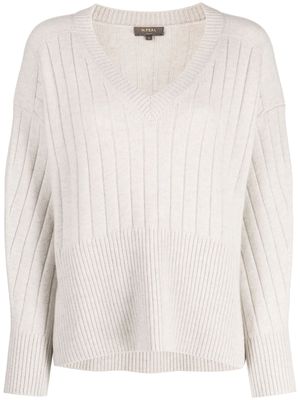 N.Peal ribbed-knit V-neck cashmere jumper - Grey