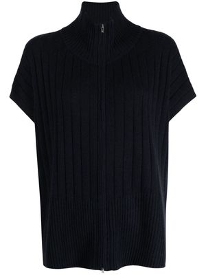 N.Peal ribbed-knit zip-up cashmere cardigan - Blue