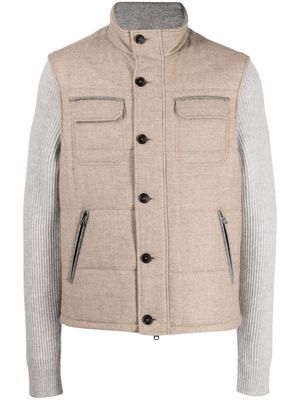 N.Peal ribbed long-sleeves quilted jacket - Brown