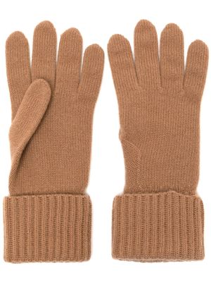 N.Peal ribbed organic cashmere gloves - Brown