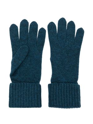 N.Peal ribbed-trim organic cashmere gloves - Blue