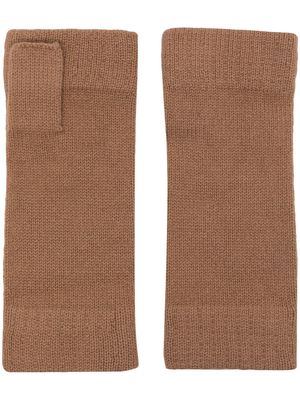 N.Peal ribbed-trim organic cashmere gloves - Brown