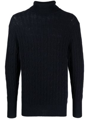 N.Peal roll-neck cable-knit jumper - Blue