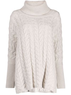 N.Peal roll-neck cable-knit jumper - Neutrals