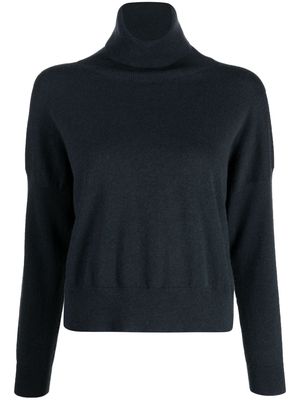 N.Peal roll-neck ribbed-knit cashmere jumper - Blue