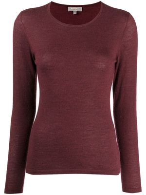N.Peal round-neck cashmere top - Red