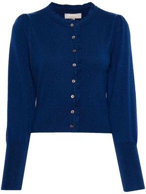 N.Peal ruffled-trim cashmere cardigan - Blue