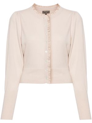 N.Peal ruffled-trim cashmere cardigan - Pink