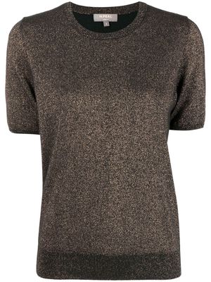 N.Peal sparkle-knit short-sleeve top - Black