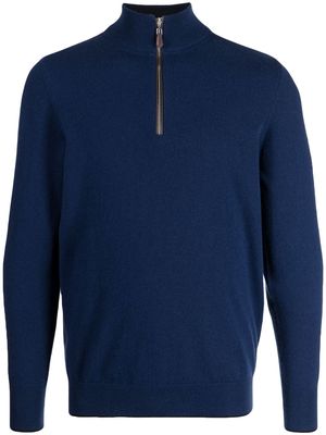 N.Peal The Carnaby zip-fastening cashmere jumper - Blue