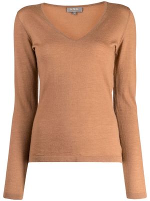 N.Peal V-neck fine-knit jumper - Brown