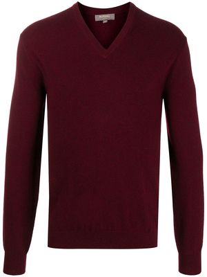N.Peal V-neck ribbed knit jumper - Red