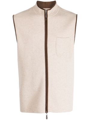 N.Peal zip-up cashmere knitted vest - Neutrals