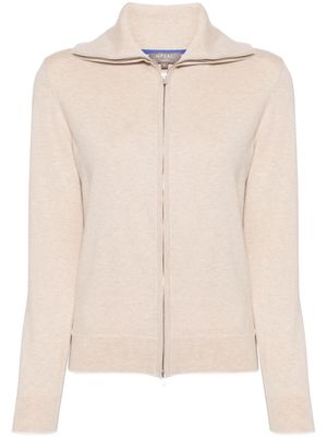 N.Peal zip-up knitted cardigan - Neutrals