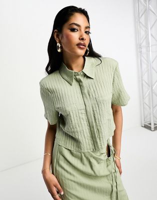 NA-KD button down shirt in soft green - part of a set