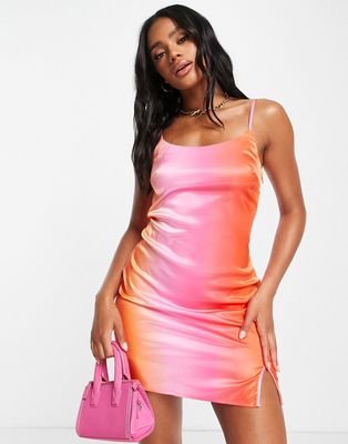NA-KD cami mini dress with slit front in ombre print-Multi