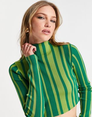 NA-KD cropped turtle neck sweater in green