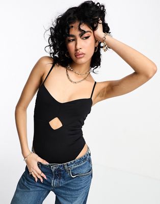 NA-KD cut out front bodysuit in black