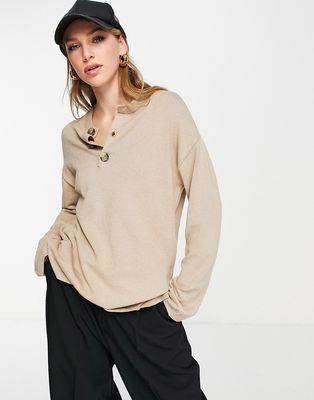 NA-KD knitted oversized sweatshirt in beige-Neutral