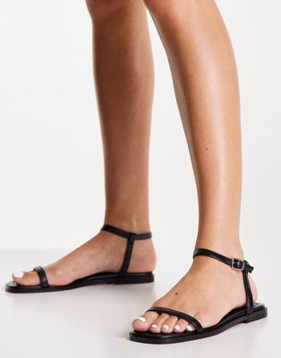 NA-KD minimal flat sandals in black