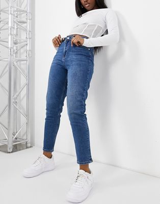 NA-KD mom jeans in mid blue