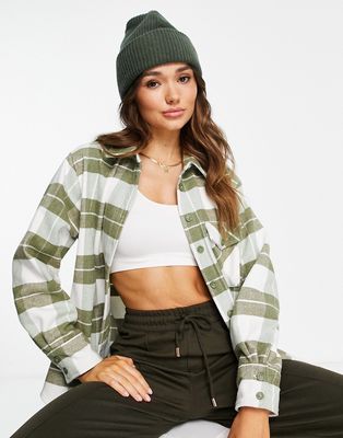 NA-KD oversized shacket in green check print