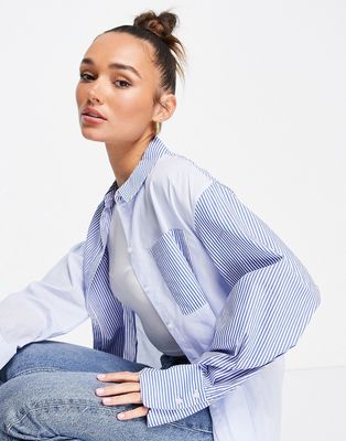 NA-KD oversized striped shirt in blue