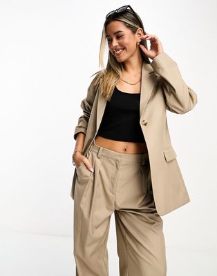 NA-KD relaxed blazer in beige - part of a set-Neutral