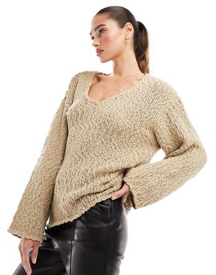 NA-KD structured knit sweater in beige-Neutral