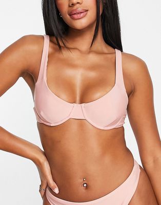 NA-KD under wired cupped bikini top in pink