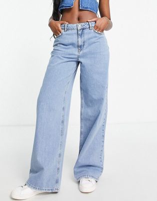 NA-KD wide leg jeans in light blue wash