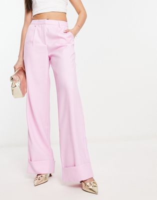NA-KD wide leg suit pants in pink - part of a set