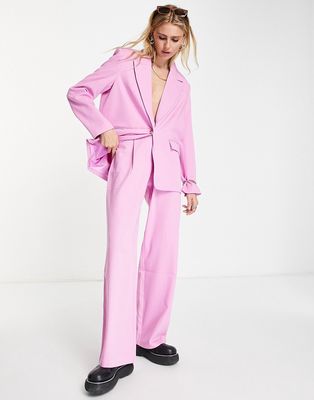 NA-KD wide leg tailored pants in lilac - part of a set-Pink