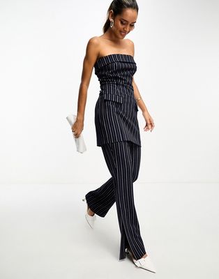 NA-KD x Chloe Schuterman pants in navy and white stripe - part of a set