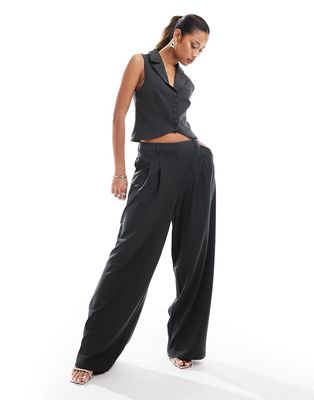 NA-KD x Durnels relaxed fit tailored pants in gray - part of a set-Black