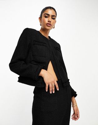 NA-KD x Hanna Schonberg tweed jacket in black - part of a set