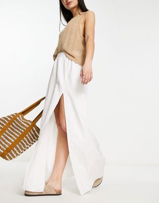 NA-KD x Lydia Tomlinson maxi skirt with slit in white