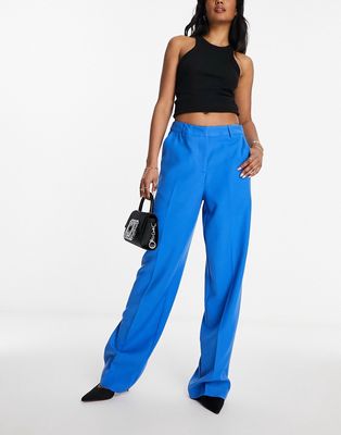 NA-KD x Maddy Nigmatullin straight leg tailored pants in blue - part of a set