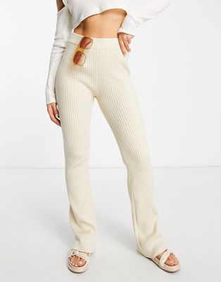 NA-KD x Melissa Bentsen ribbed pants in off white - part of a set